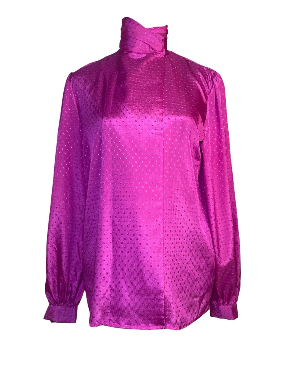 Anne Klein Vintage Satin Blouse Magenta Size 10